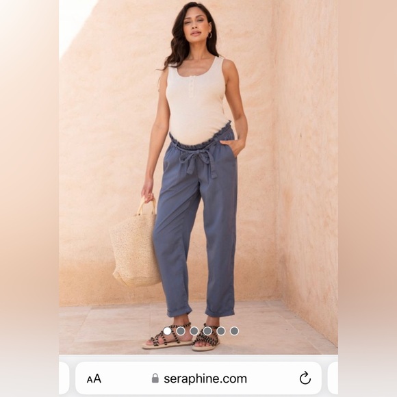 Navy under bump maternity trousers from Seraphine - Picture 1 of 4